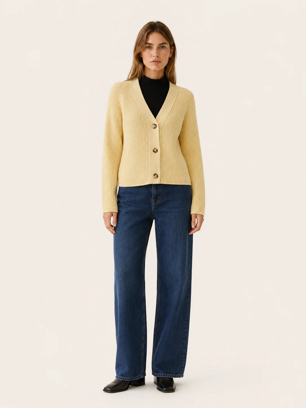 Lysandra | Classic V-Neck Ribbed Button Cardigan
