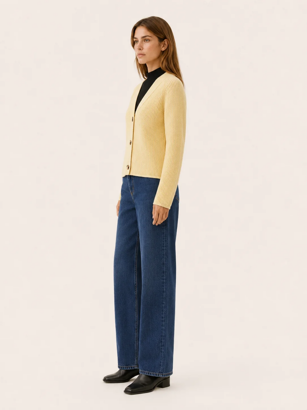 Lysandra | Classic V-Neck Ribbed Button Cardigan