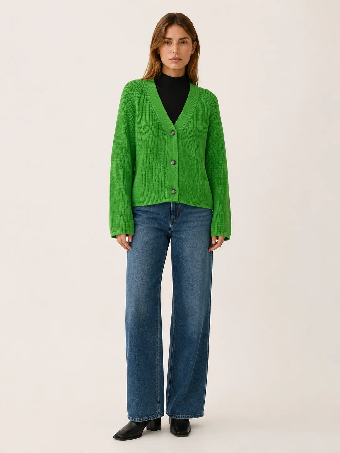 Lysandra | Classic V-Neck Ribbed Button Cardigan