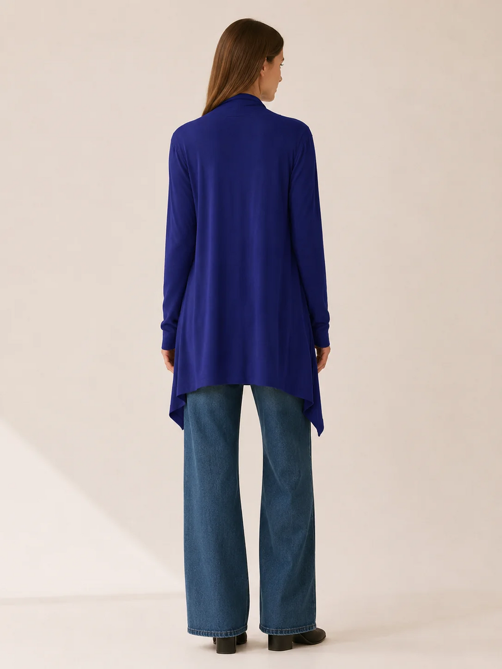 Phoebe | Longline Draped Open Front Cardigan