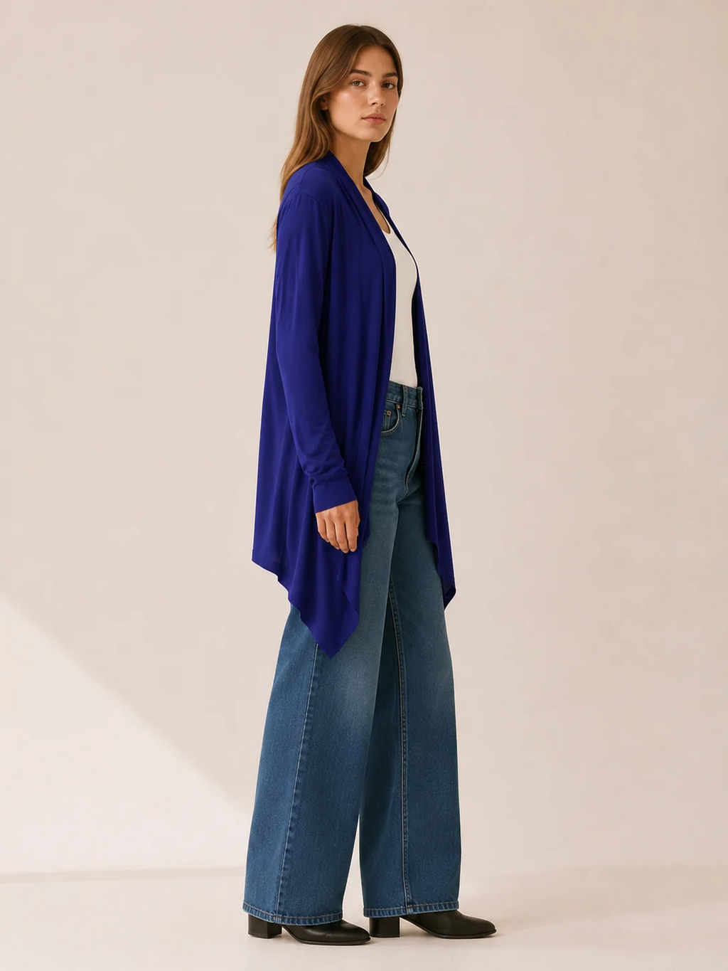 Phoebe | Longline Draped Open Front Cardigan