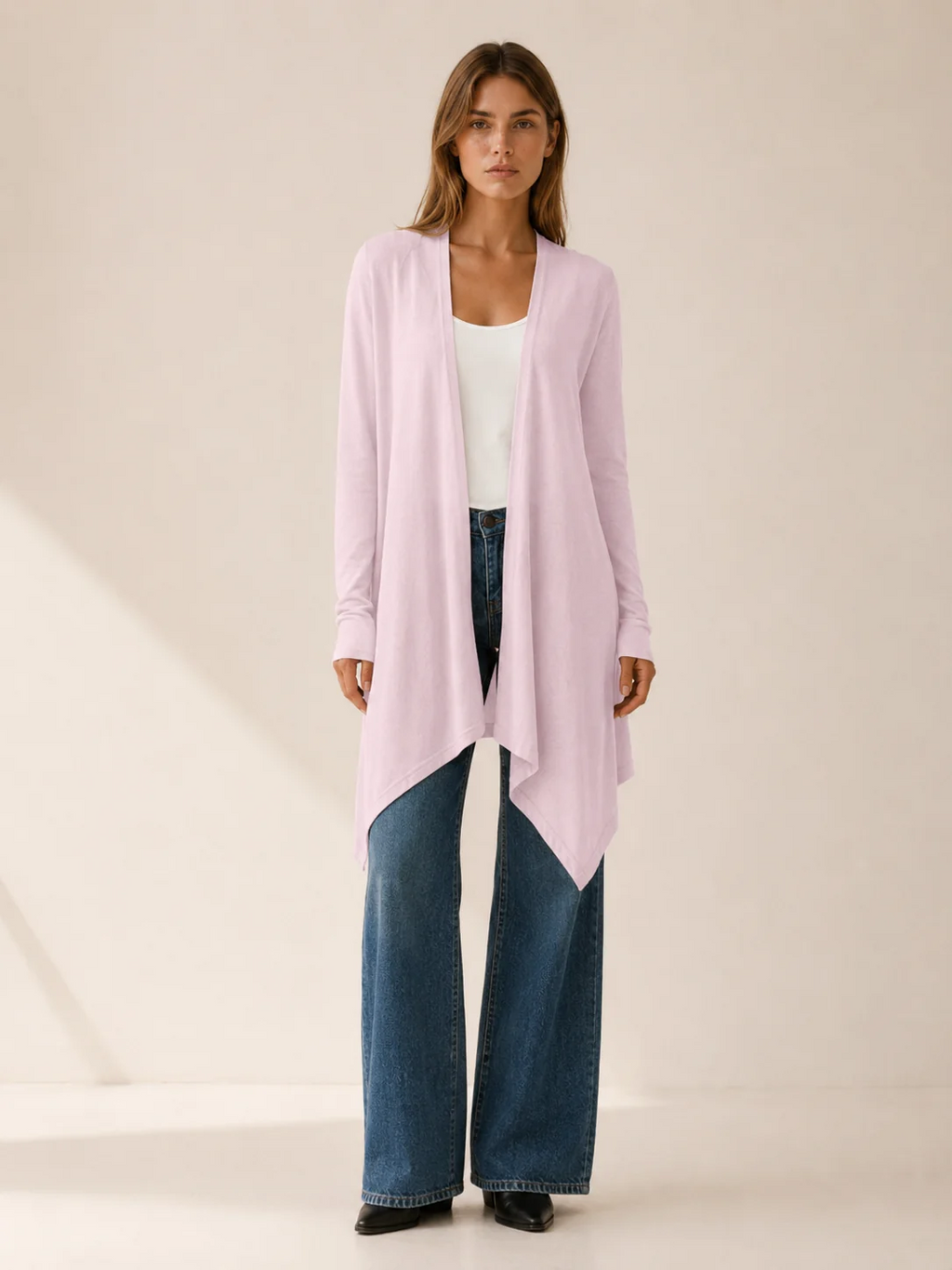 Phoebe | Longline Draped Open Front Cardigan