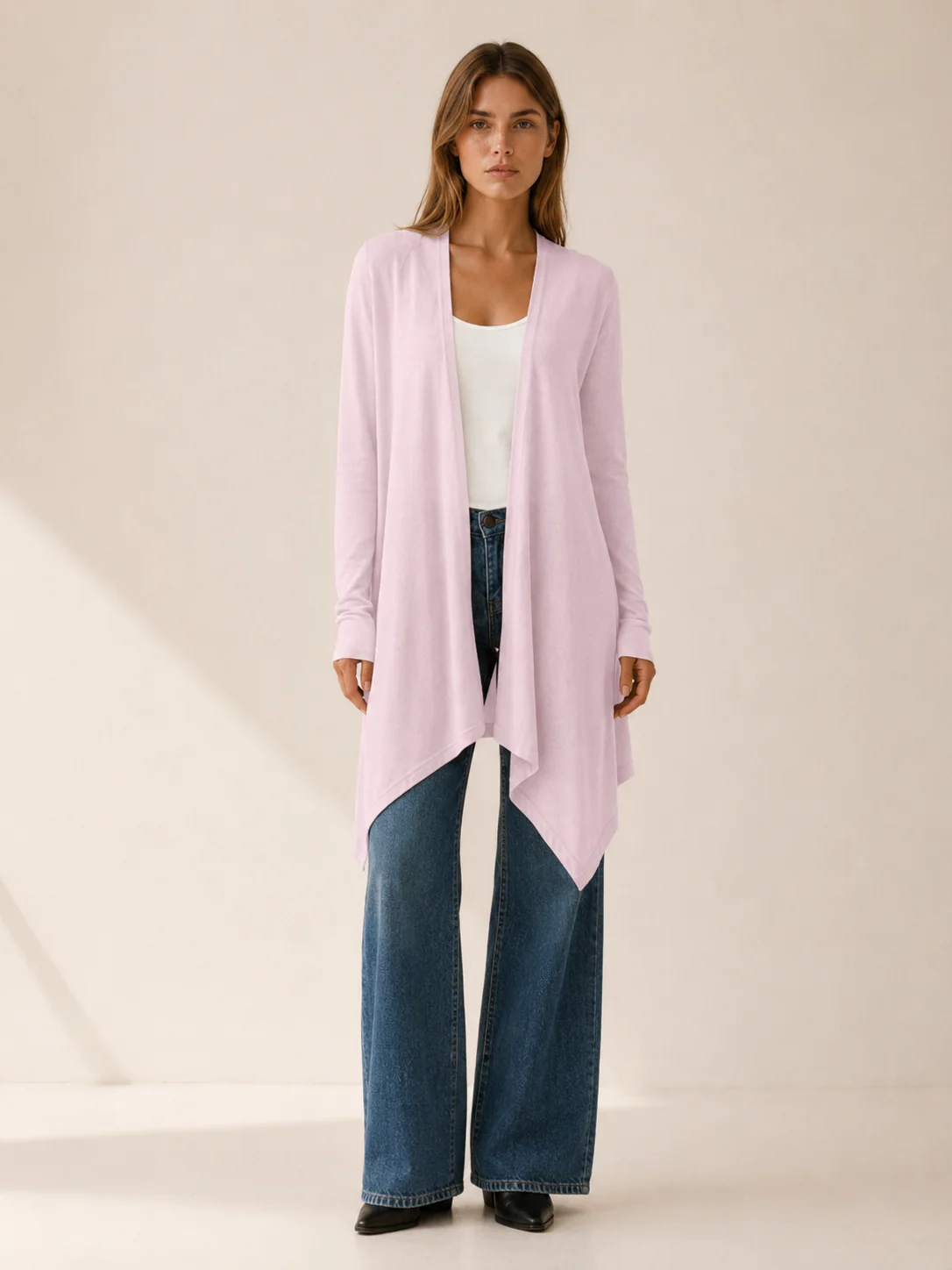 Phoebe | Longline Draped Open Front Cardigan