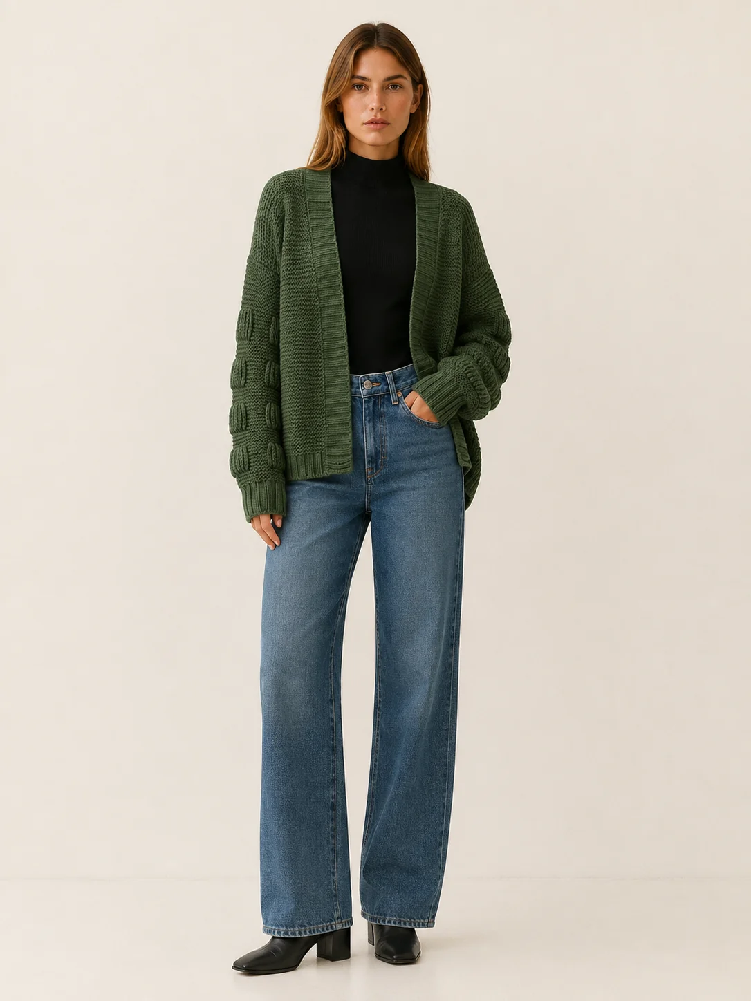 Vesper | Oversized Ribbed Knit Open Front Cardigan
